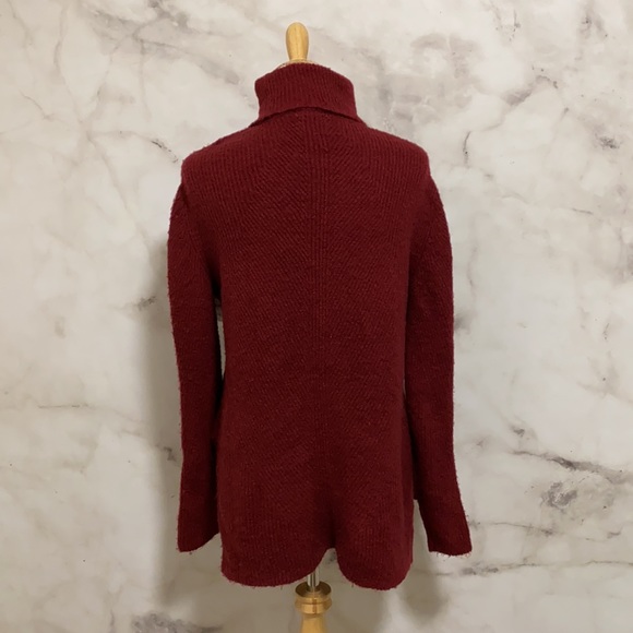Sweet Romeo Wine Red Ribbed Turtleneck Tunic Sweater - Picture 8 of 9